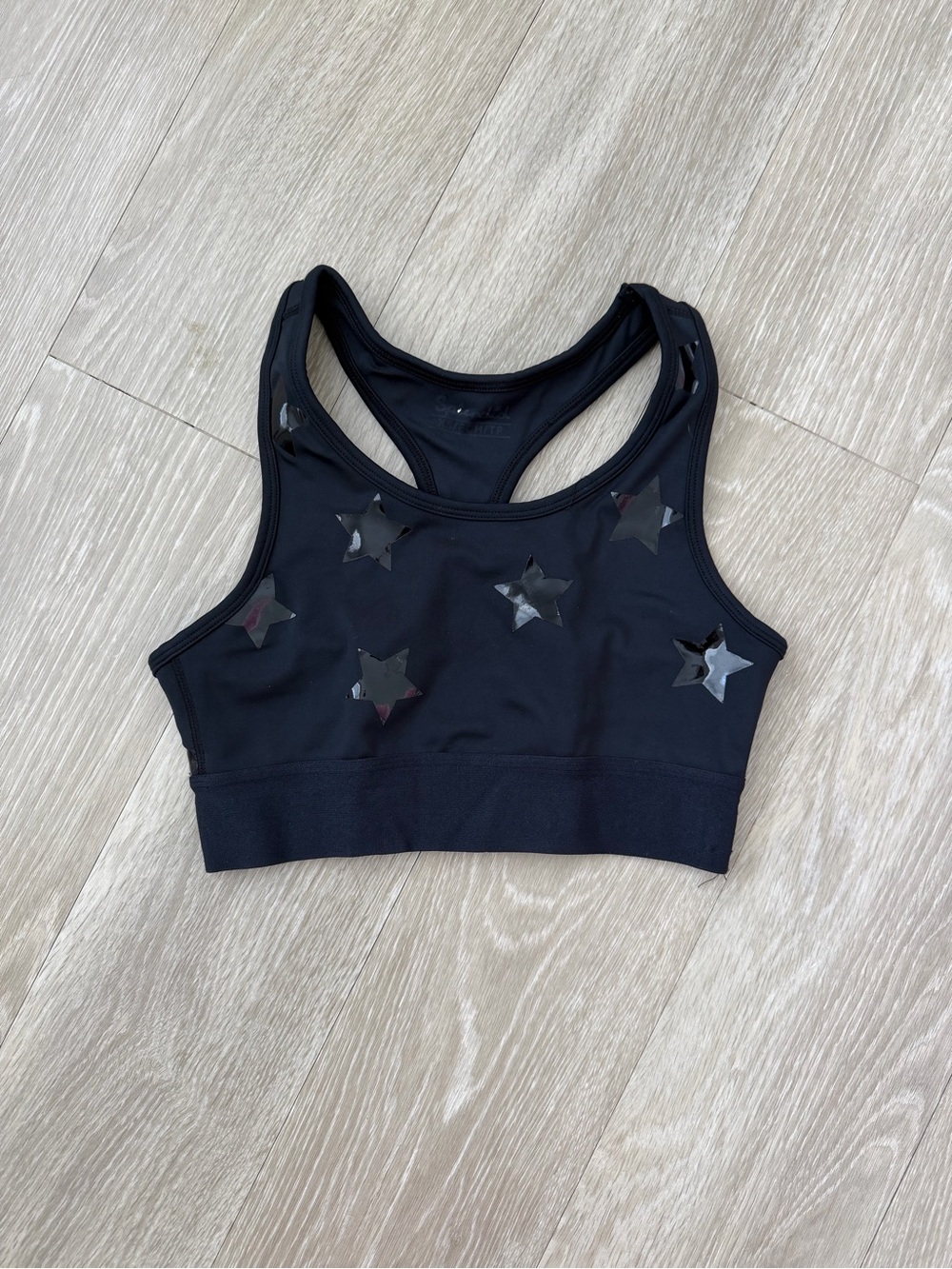 Splendid Black Star-Accent Racerback Sports Bra